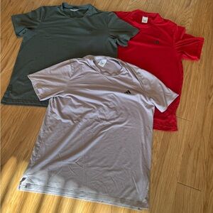 Three men’s Adidas size medium performance, casual shirts